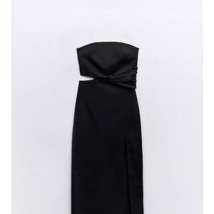 Zara Black Strapless Midi Dress